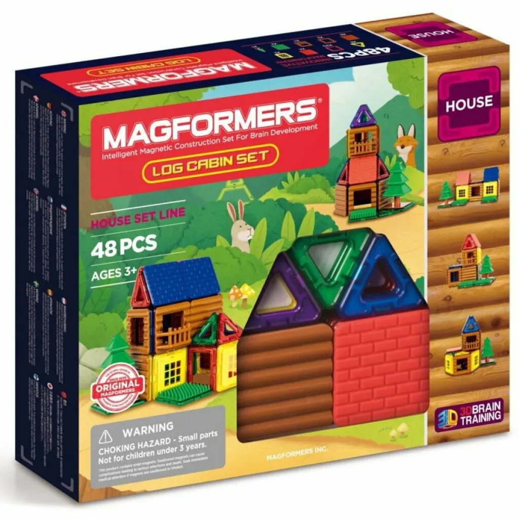 Activités Créatives Enfant : Magformers Mini Maison en Rondins 48 Pièces