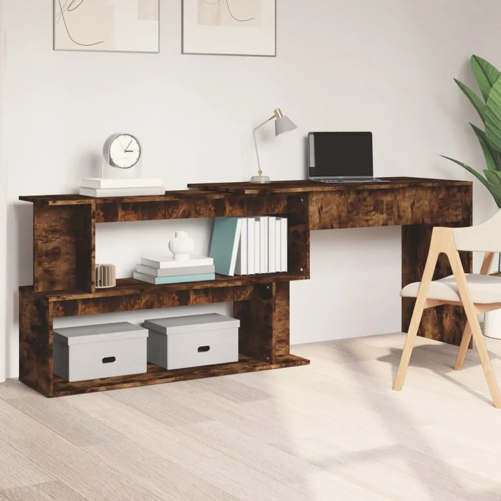 vidaXL Scrivania ad angolo in rovere affumicato 200x50x76 cm in legno - Scrivania ad angolo - Scrivania - Scrivania per ufficio