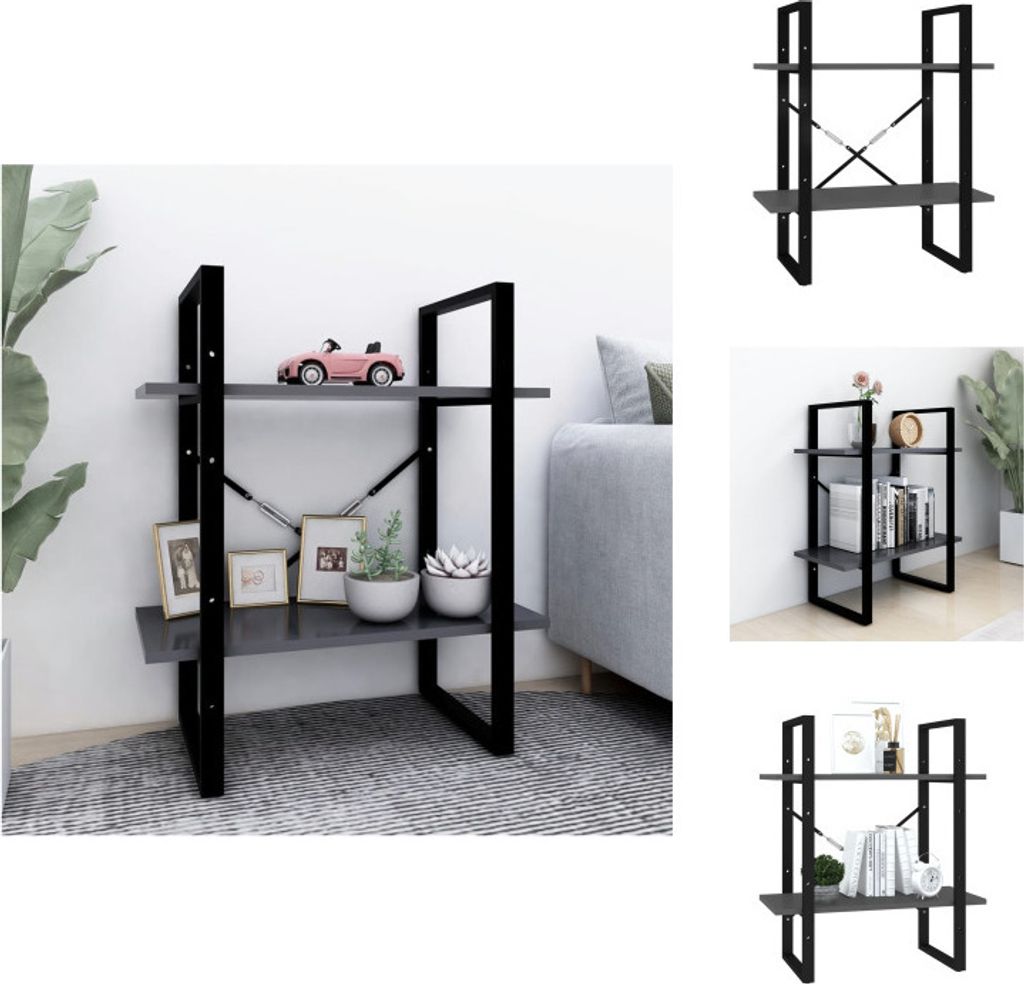 vidaXL Bücherregal 2 Fächer Grau 60x30x70 cm Holzwerkstoff - Bücherregale & Bücherschränke