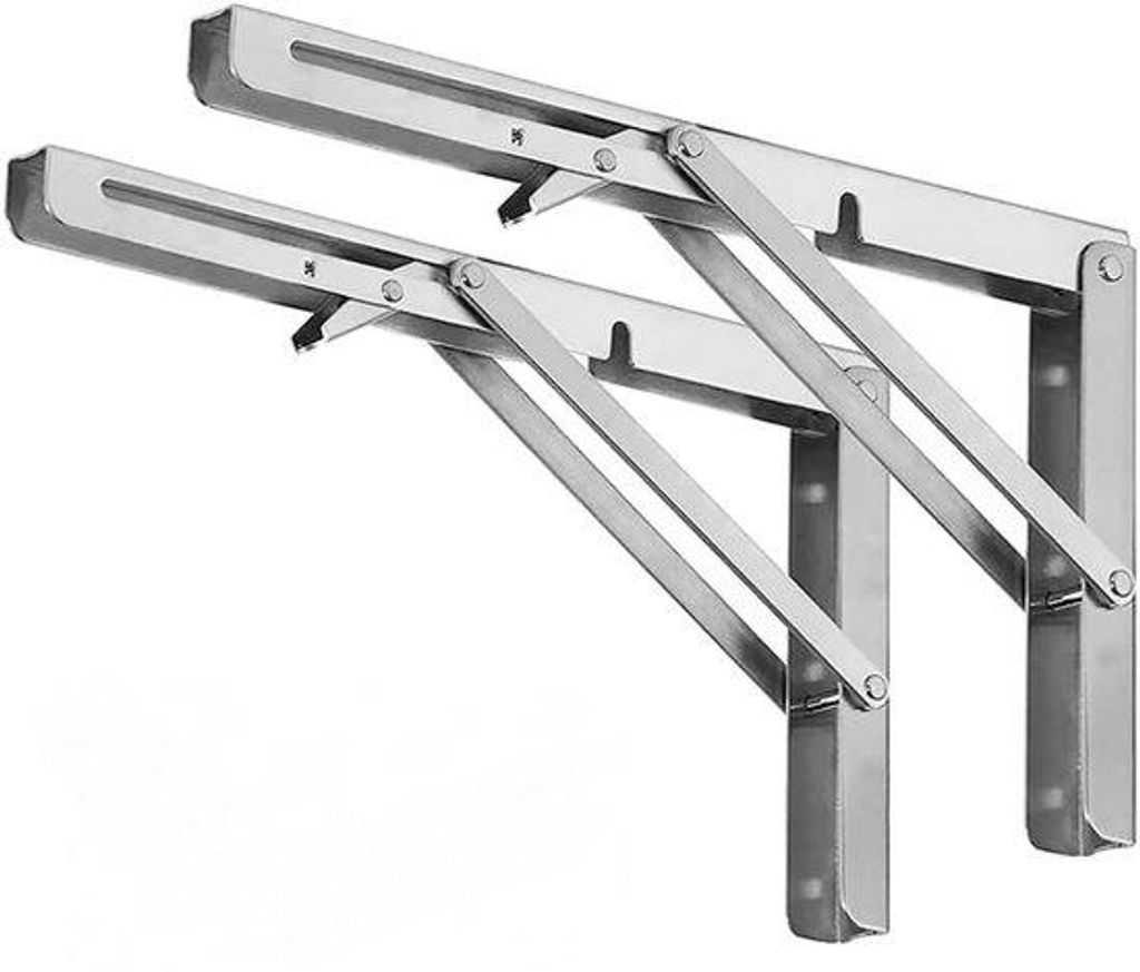 Opklapbare Tischstütze, Raumsparende Stütze, Klappmechanismus für Wandmontierte Tischplatte, 20 cm, 2 Stück - Silber