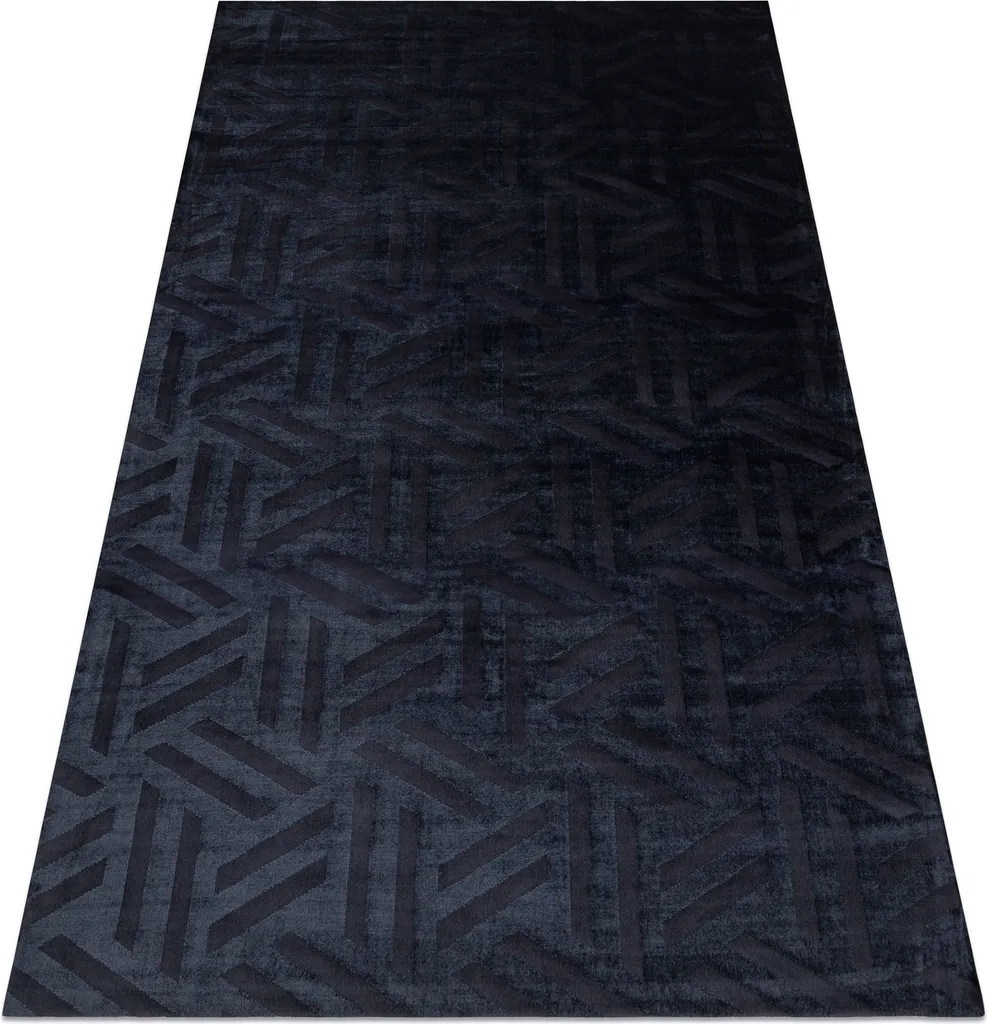 Grand Tapis Noir Géométrique pour Salon et Salle à Manger 154x230