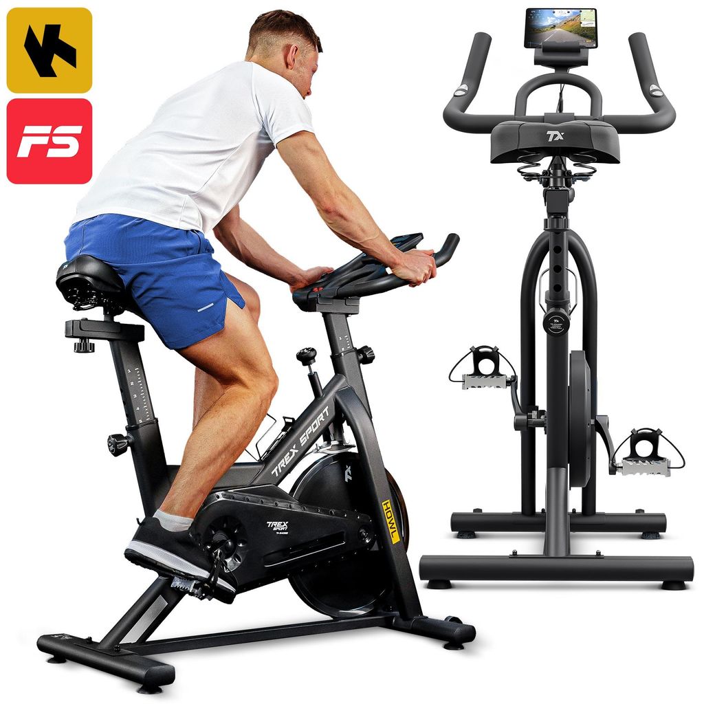 TREX SPORT Indoor Bike Heimtrainer Fahrrad TX-640SB HOWL |Mechanischer Widerstand, 12kg Schwungrad, Trainingscomputer, Pulssensoren | leise, bis 130kg