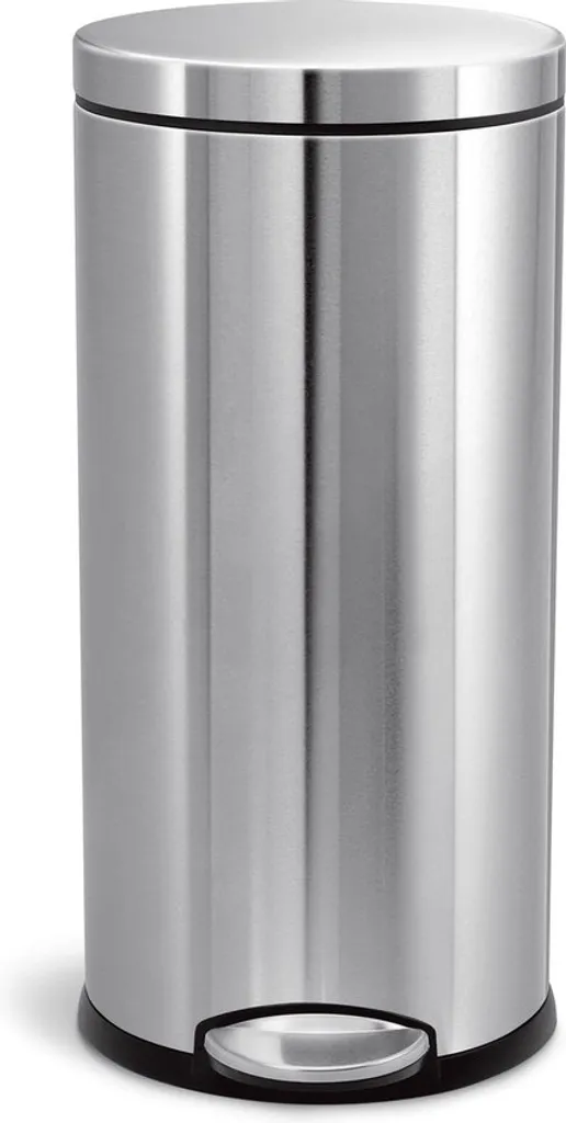 Simplehuman Poubelle Ronde 30 Litres en Acier Inoxydable Brossé