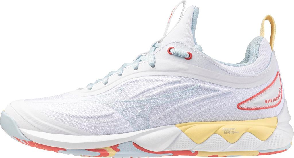 Mizuno WAVE LUMINOUS 3 - Damen Volleyballschuh - White/Calypso Coral/Pale Banan White/Calypso Coral/Pale Banan 7,5