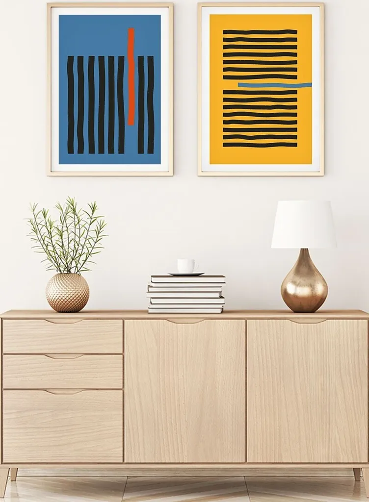 Wallity Huhu128 Set Quadri Colorati per Soggiorno - 2 Pezzi MDF 70x50