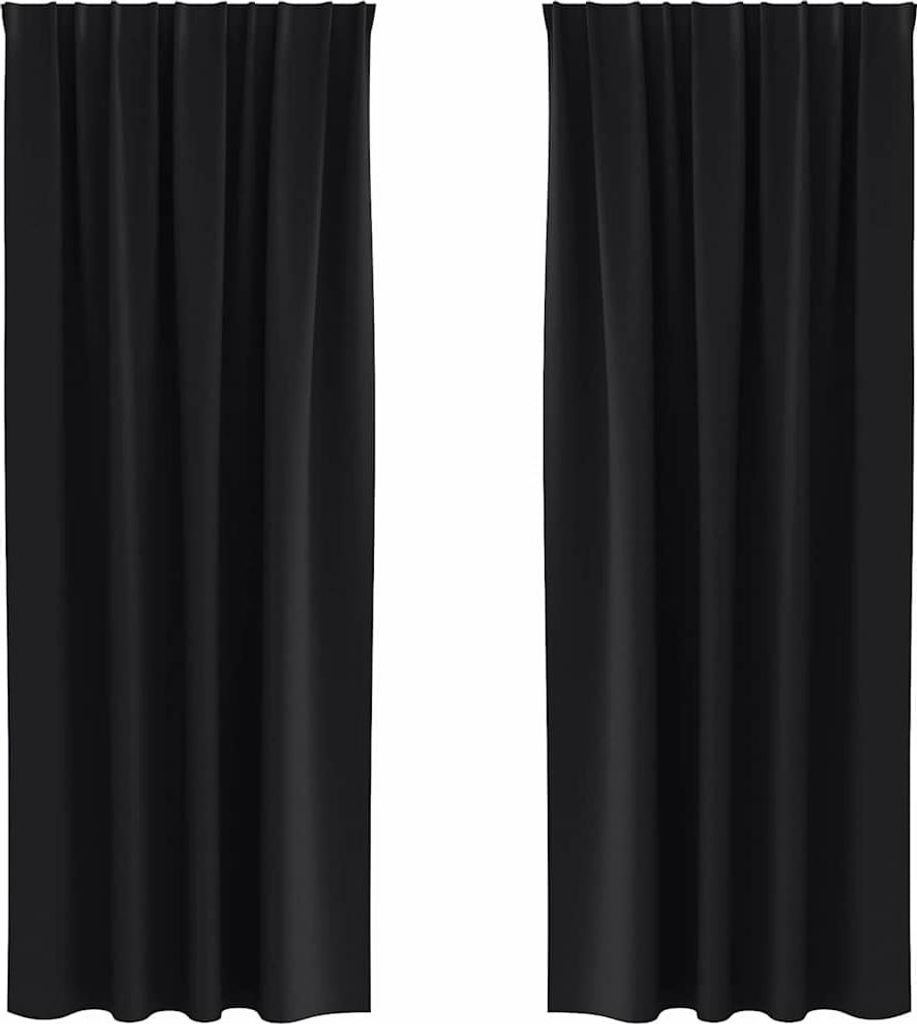 vidaXL Verdunkelungs-Vorhänge mit Ringen 2 pcs Schwarz 260 x 140 cm