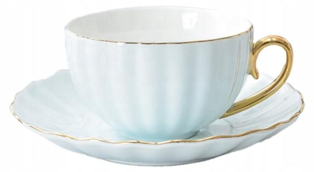 Porzellanbecher Blau 220ml Gold Edge Elegance Kaffee Produktbild 