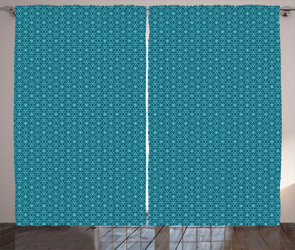 Rideaux de Salon avec Boucles et Crochets Mosaïque Abstraite Bleu