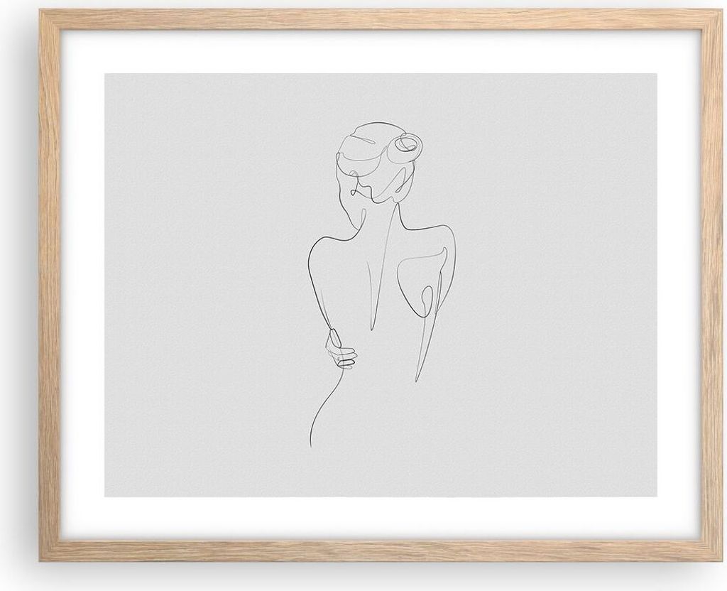 Gerahmtes Poster - Rahmen in heller Eiche - Körper Frau Zeichnung - 50x40 cm - Wand Bild - Wanddeko - Wandbilder - Kunstposter - Wandposter - Bild...