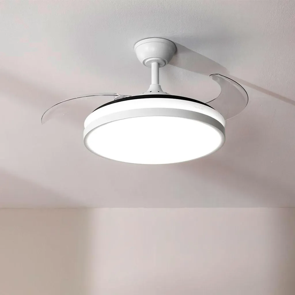 Ventilateur de Plafond avec Pales Rétractables et Éclairage LED Intégré