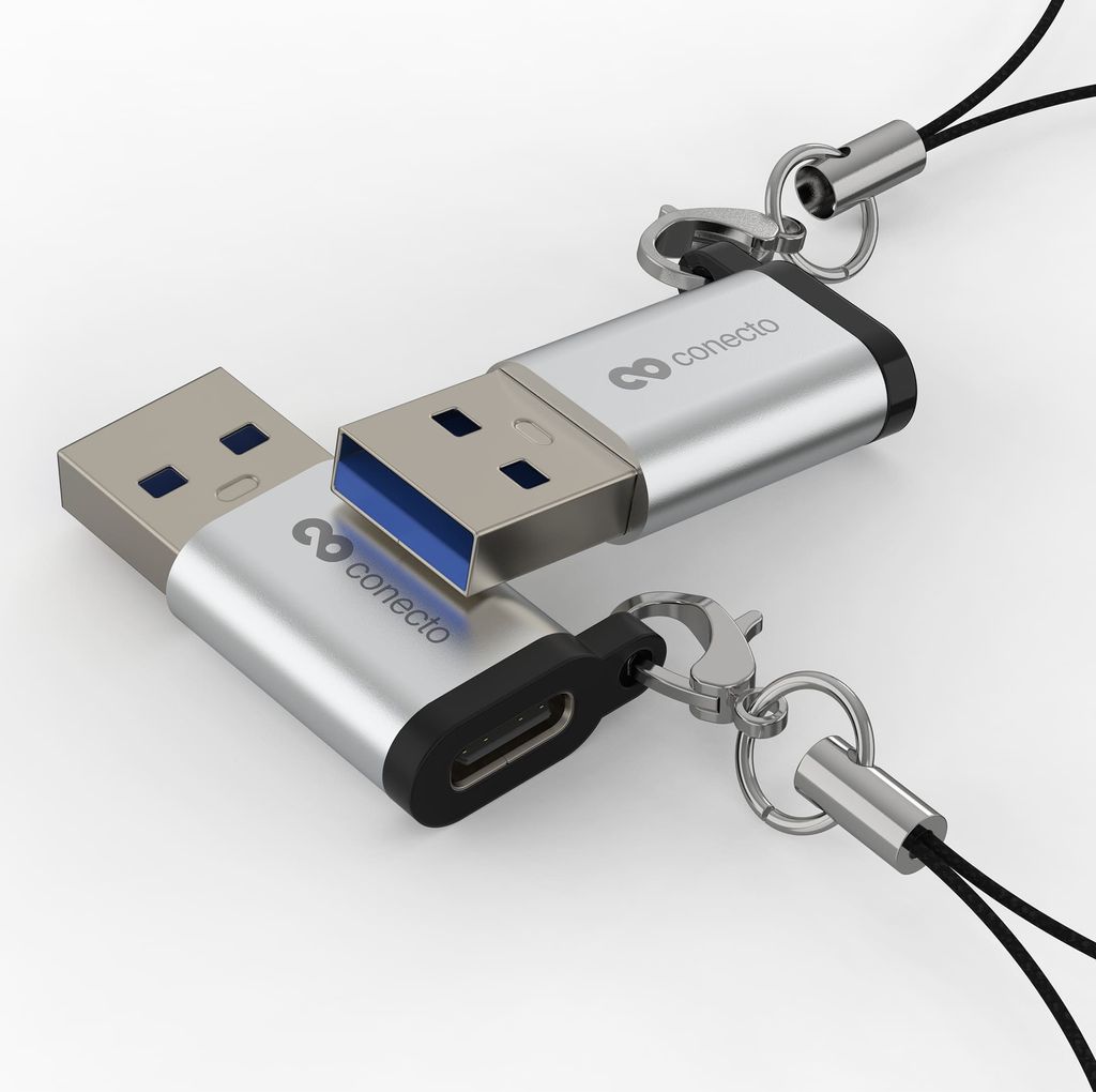 conecto USB-C auf USB-A Adapter, 480 Mbps Datenübertragung, OTG, 15W Schnellladefunktion 3A, für iPhone, Samsung Galaxy, Google Pixel uvm., Alumi...