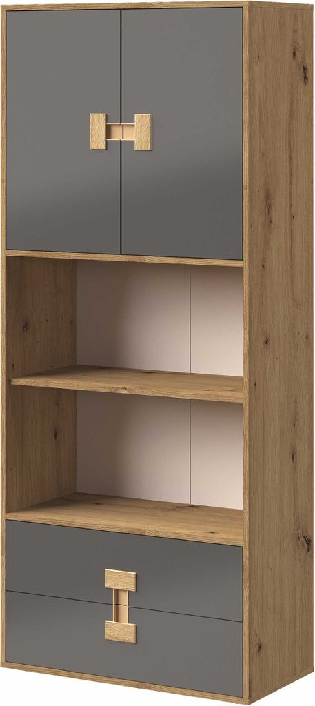 Kaiser Möbel Kinderschränke Jugendzimmer Kinderzimmer Regal 80/191/40 cm INDEX Grau/Eiche