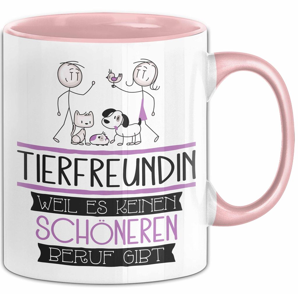 Tierfreundin Weil Es Keinen Schöneren Beruf Gibt Tasse Geschenk für Eine Tierfreundin Lustig (Rosa)