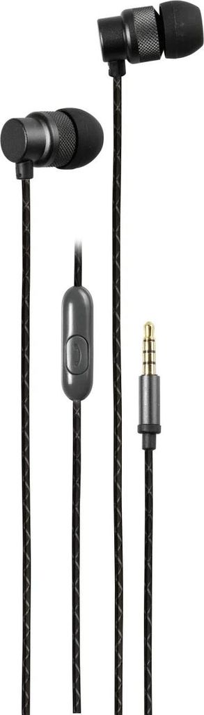 Stilvolle VIVanco In-Ear Kopfhörer, Schwarz, mit Mikrofon, Urban Metallic Design, 3,5 mm Klinke, 1,25 m Kabel