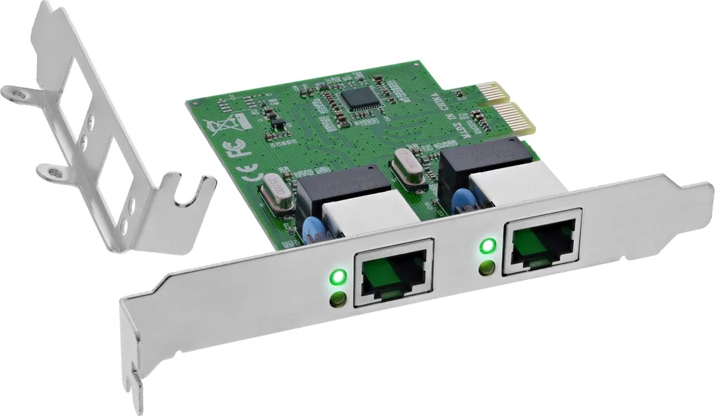 InLine 51128K Carte Réseau Dual Gigabit PCIe x1 avec Équerre Low Profile