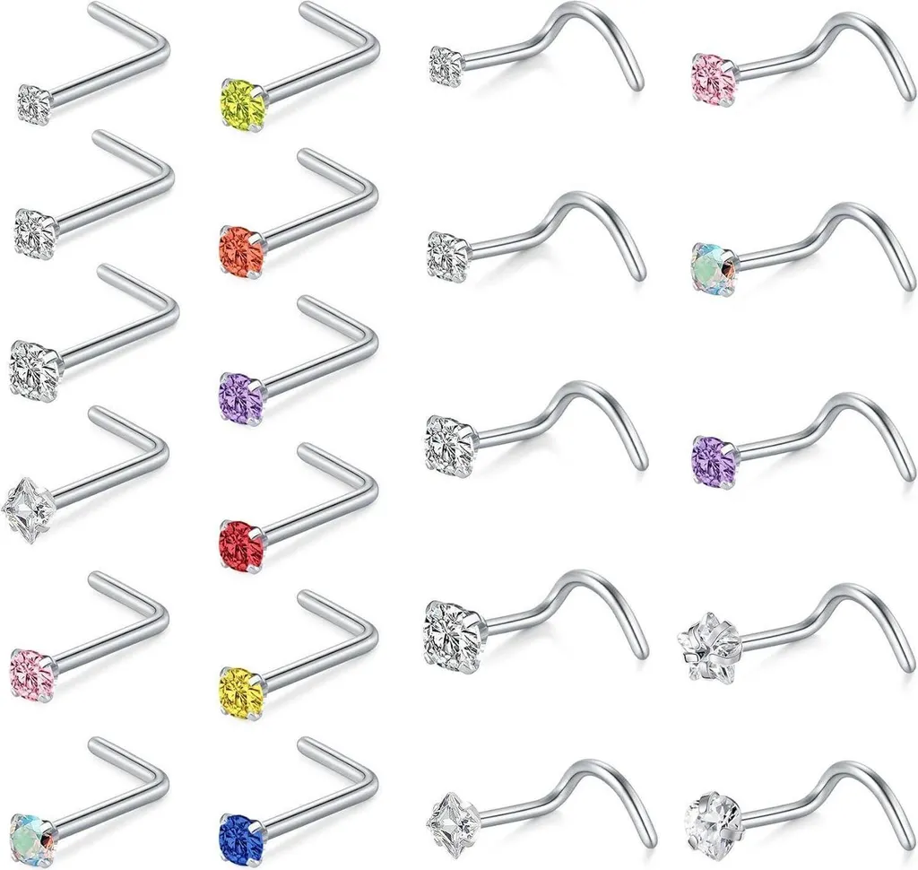 Piercing Naso Zirconia Oro Argento 20G Acciaio Chirurgico