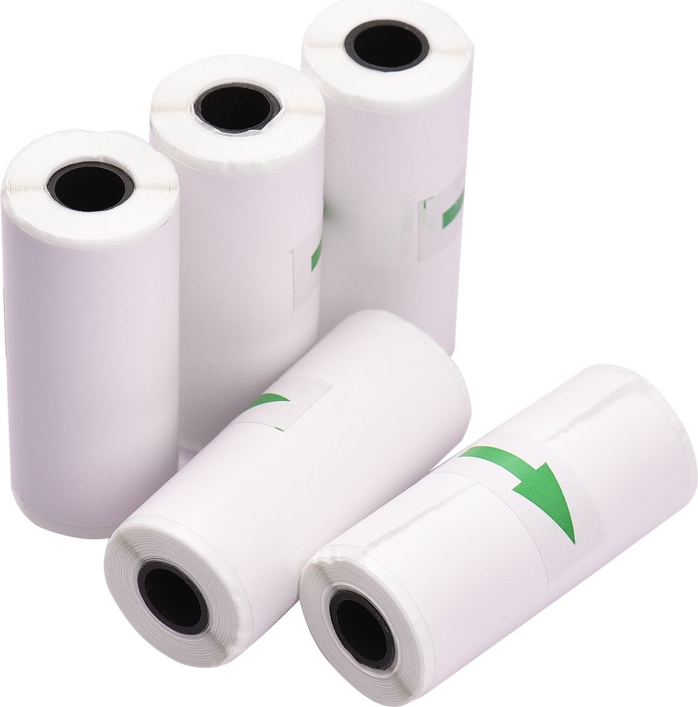 5 Stück selbstklebende Thermo-Belegaufkleber-Papierrollen 57 * 25 mm für Mini-Taschen-Fotodrucker Peripage Poooli Paperang High Definition
