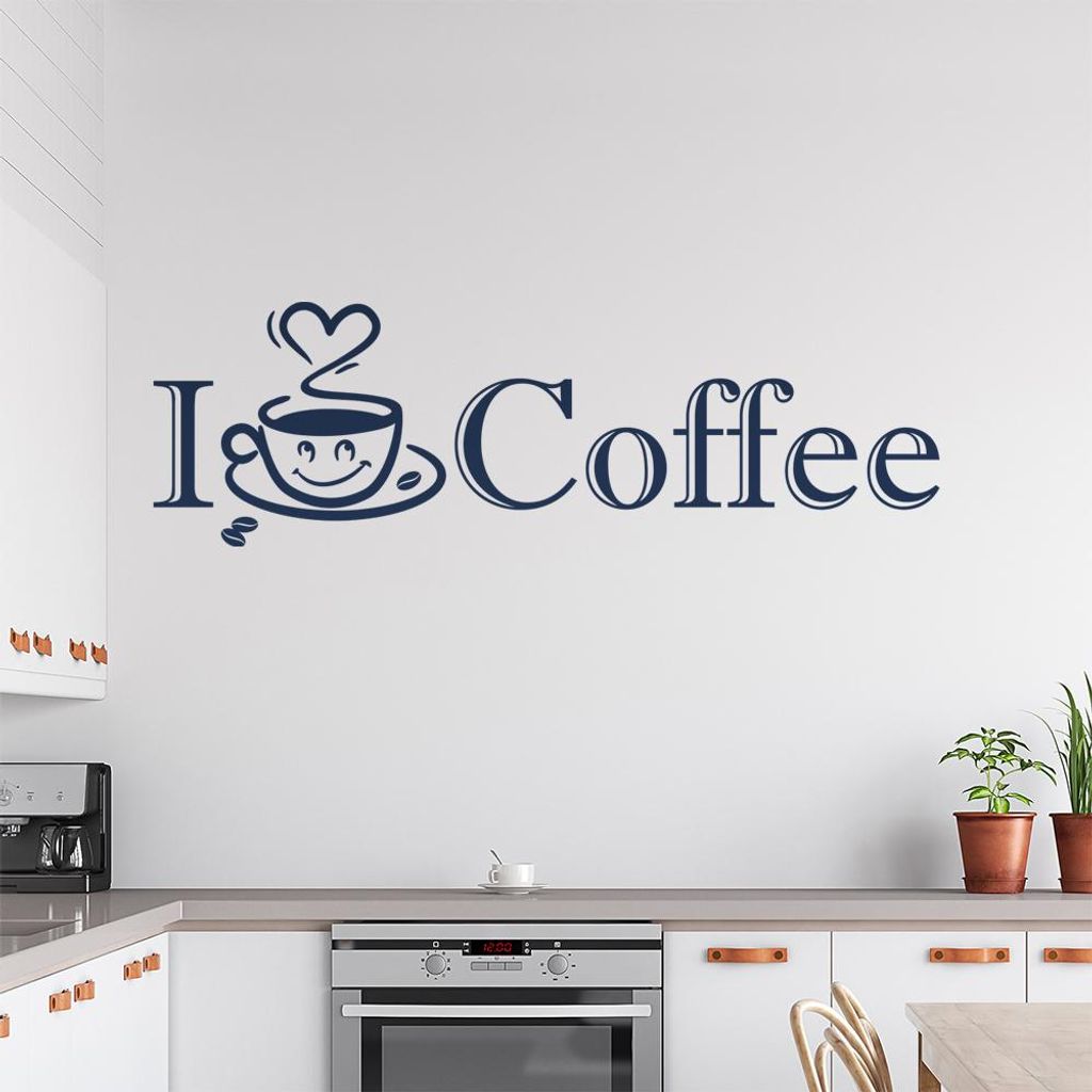 I Love Coffee Wandtattoo in 6 Größen - Wandaufkleber Wall Sticker - Dekoration, Küche, Wohnzimmer, Schlafzimmer, Badezimmer