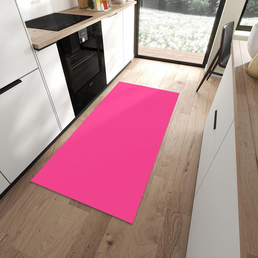 Küchenteppich 90x180cm rutschfest & abwischbar PVC Läufer - Pinker Hintergrund