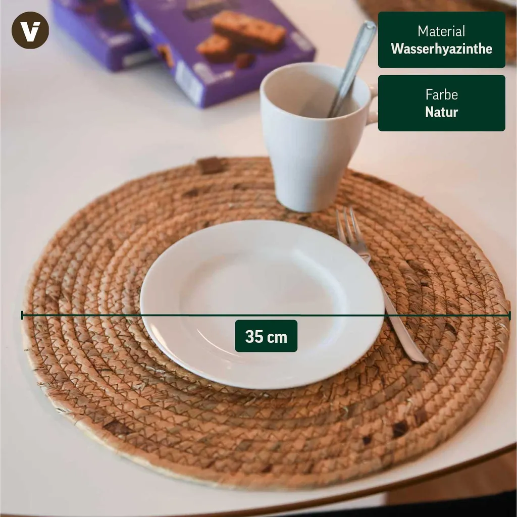 Set de Table Naturel ILANA Protège-Table Durable en Jacinthe d'Eau - 3