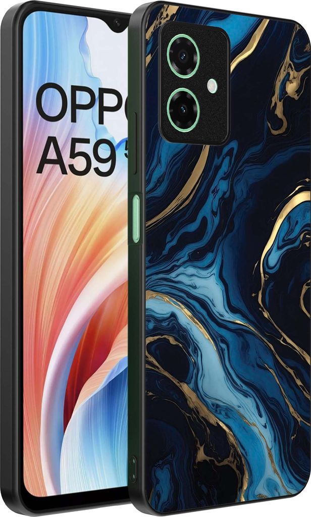 Smartphonica Telefon Fall geeignet für Oppo A59 mit Marmor-Druck - TPU zurück Abdeckung Fall Gold blau Marmor Design - Gold Blau