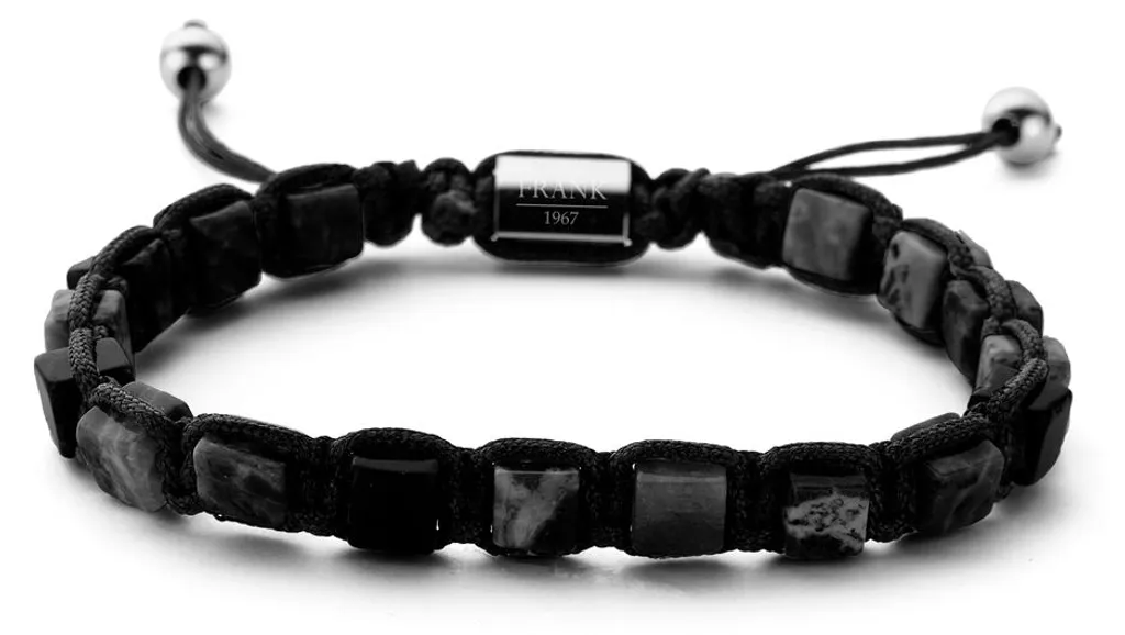 Bracelet FRANK 1967 7FB-0249 Acier et Perles Agate Noire 6mm