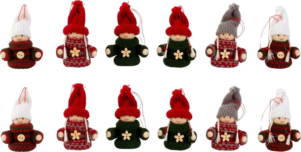 12 Stück Christbaumschmuck Weihnachtswichtel 8 cm Produktbild 
