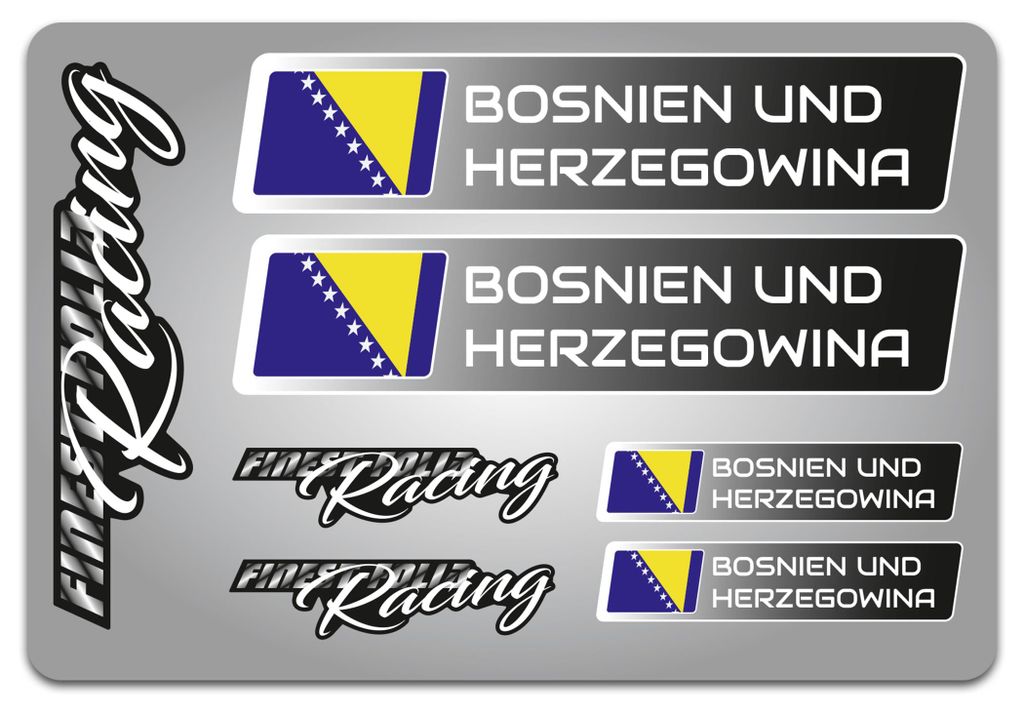 4er Set Länderfahnen Aufkleber – Flaggen Sticker für Auto, Fahrrad, Motorrad & Helm R156-04 Bosnien Herzegowina
