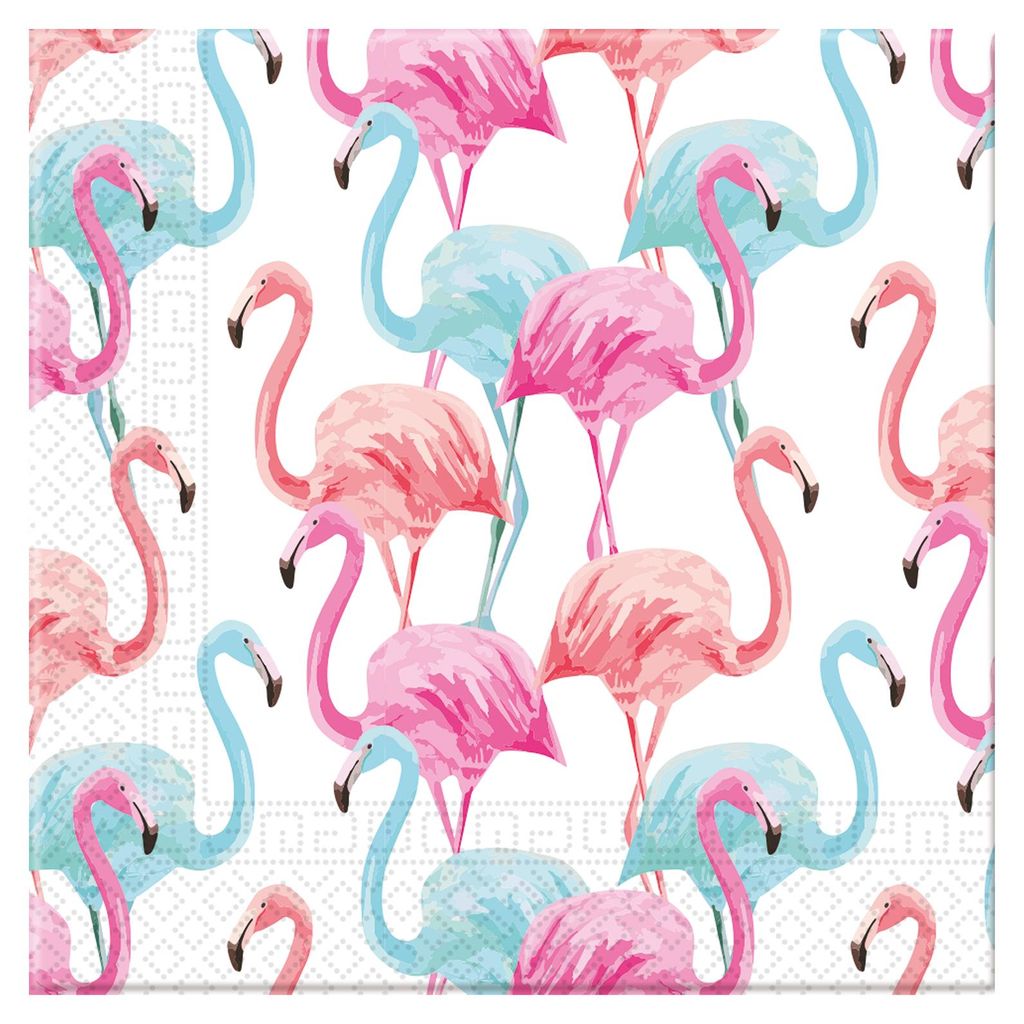 20 Papierservietten Home Compostable bunte Flamingos 33 x 33 cm Partydeko -