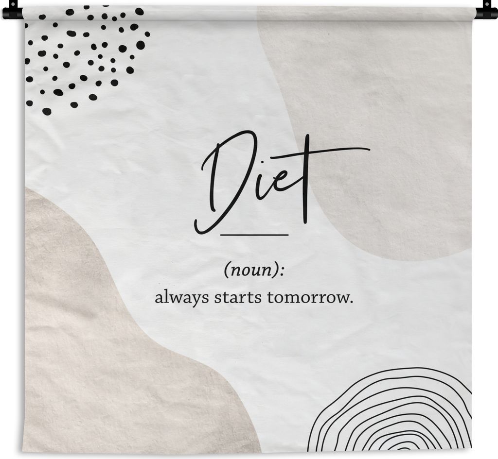 MuchoWow Wandteppich Wandbehang Diät - Sprichwörter - Wörterbuch - Zitate - Definition der Diät 90x90 cm Tapisserie Dekoration Wandtuch - Wan...