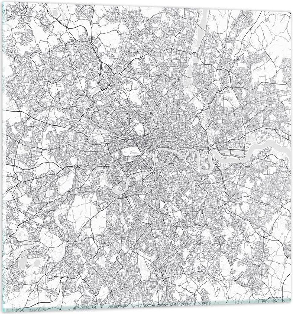 Bilder auf glas - Einteilig - Stadt Karte London - 60x60cm - Glasbilder - Wandbilder - Bilder - zum Aufhängen bereit - Wanddekoration aus Glas - G...