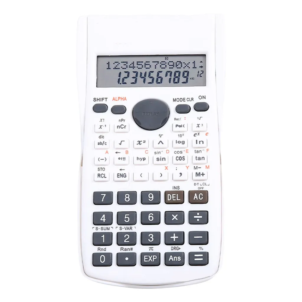 Calcolatrice scientifica, 12 cifre, 240 funzioni, calcolatrice multifunzione con ampio display, coperchio scorrevole, bianco