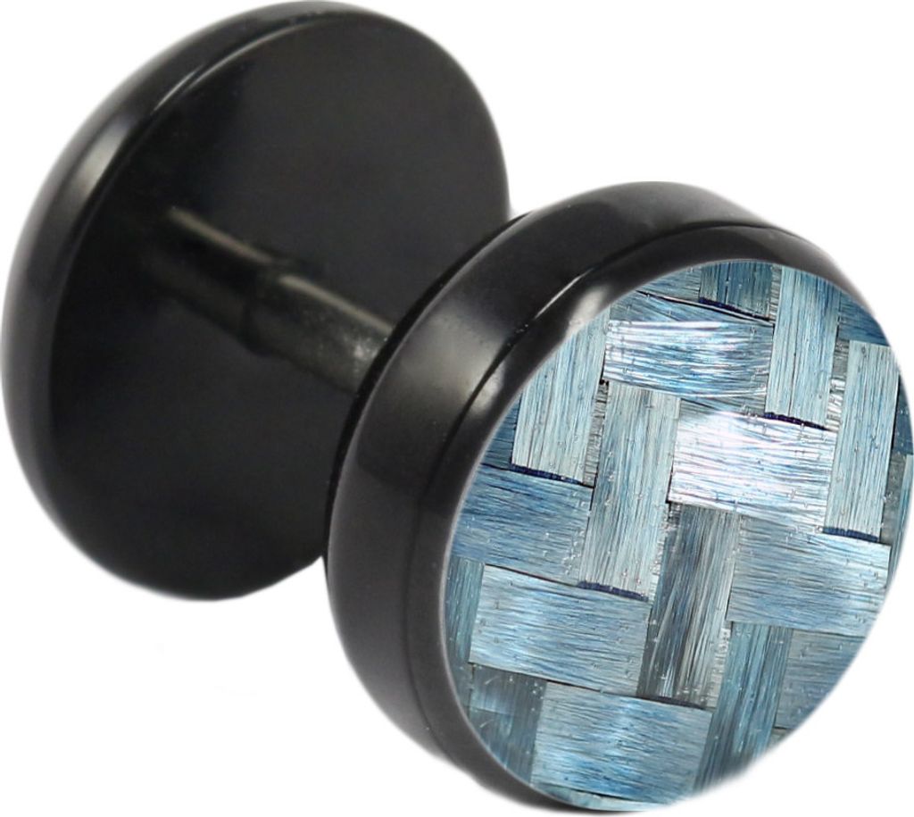 Fake Plug Ohrstecker schwarz Carbonfaser in verschiedenen Farben und Größen Größe - 10 mm Farbe - Hellblau