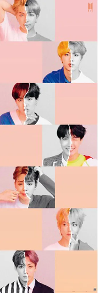 BTS Poster de Porte Selfie avec Supports en Bois Naturel 61 cm Bangtan