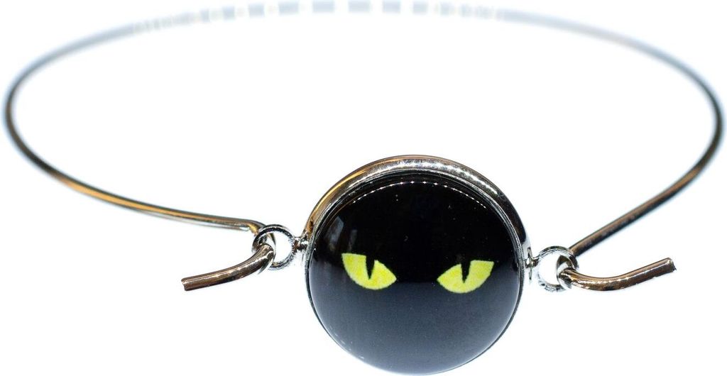 Katzenaugen Armreif Miniblings Armband Cabochon Katze Auge schwarz gelb