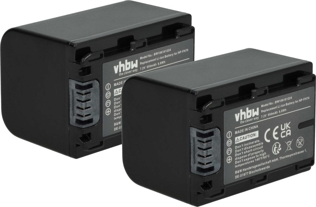 vhbw 2x Akku Ersatz für Sony NP-FH50, NP-FH100, NP-FH70, Produktbild 