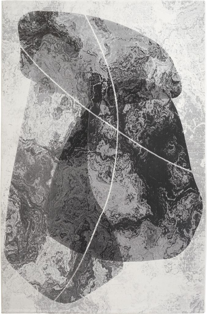 Moderner rechteckiger Teppich mit 3D-Design Double grau GRI009