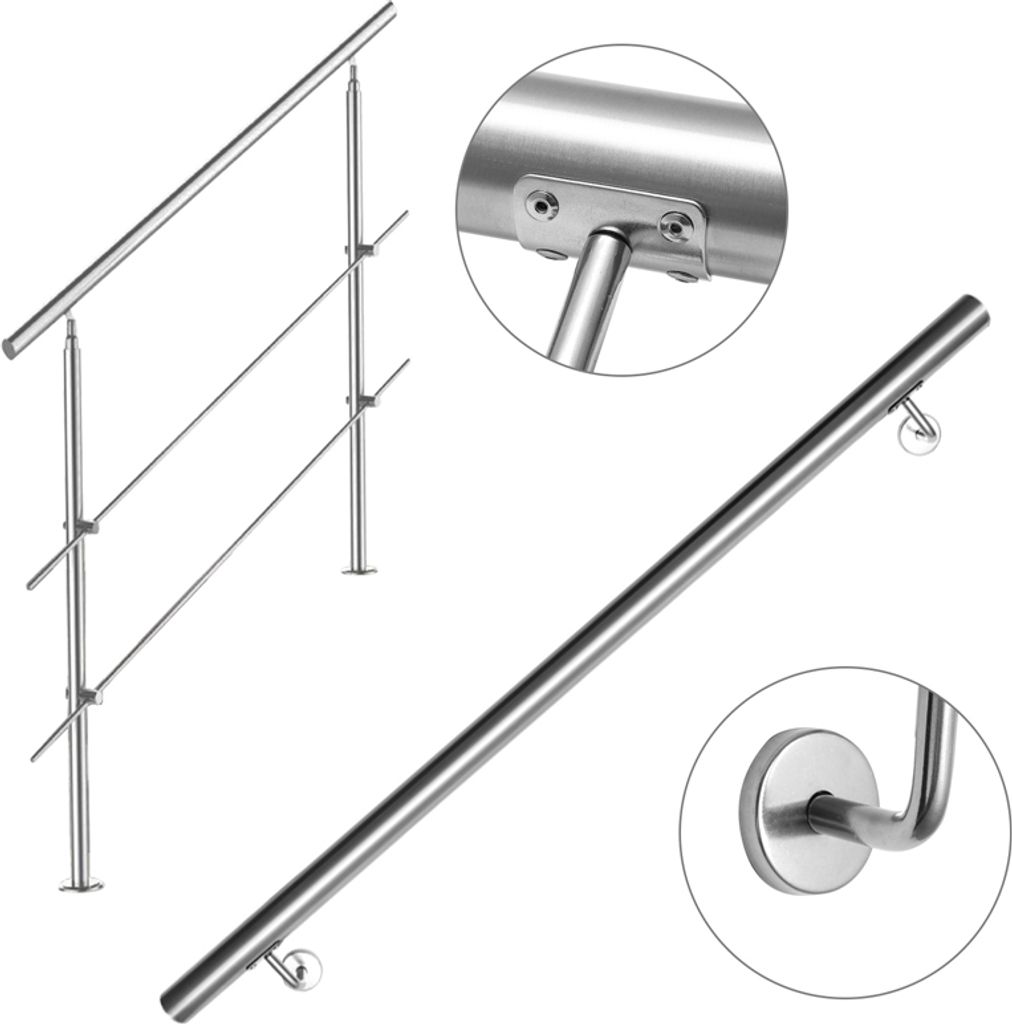 Wolketon Gelaender fuer Balkon Bruestung Treppen mit/ohne Querstreben Easy aufzubauen (120cm, 2 Querstreben)