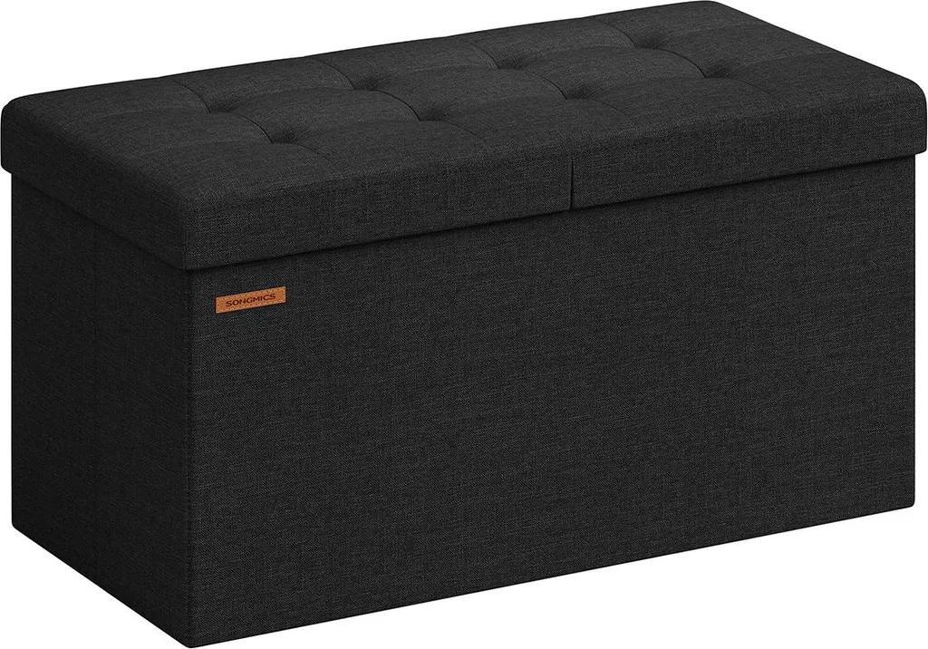 Coffre de rangement et banc d'entrée design 76 cm coloris noir d'encre