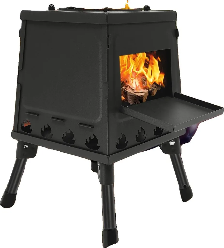 Réchaud à bois extérieur avec écran coupe-vent : Idéal Camping et Jardin