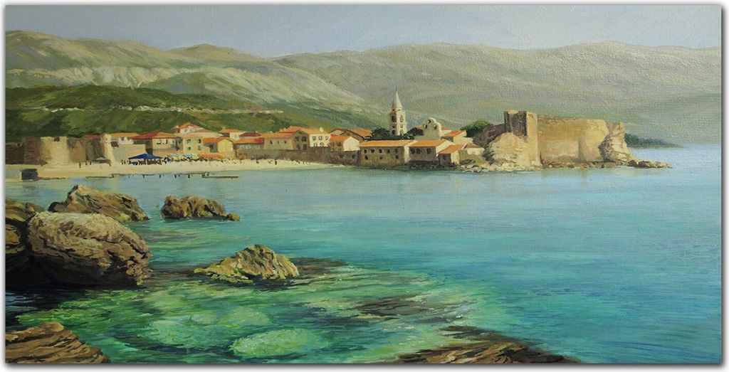 Coloray Bild aus Acryl 140 cm x 70 cm - Wanddekoration Wohnzimmer Bild auf Acrylglas Gehärtetes Acryl Dekoration Küche - Sea Stadt Berg