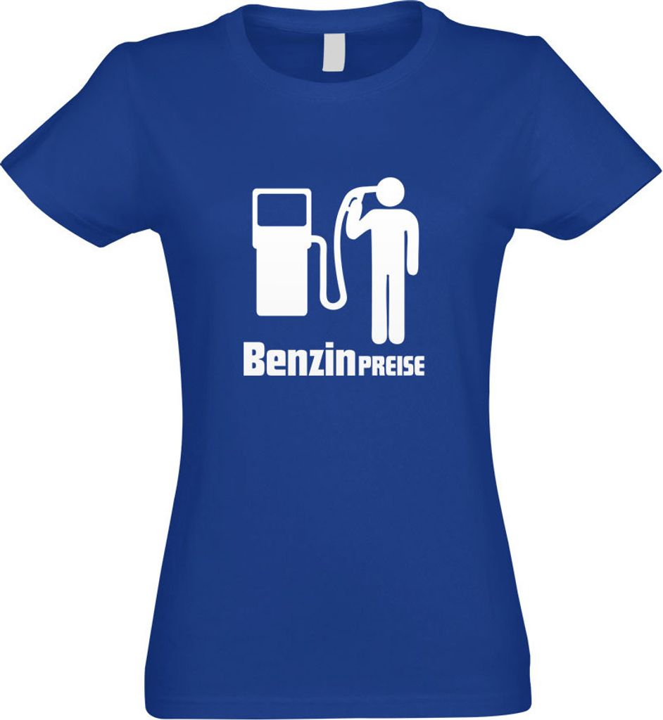 Kiwistar - T-Shirt tailliert - Damen - royal - Benzin Preise - mit Motiv Bedruckt - Funshirt Design - Sport - Freizeit - Damen - M