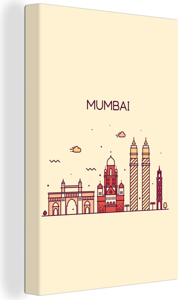 OneMillionCanvasses - Leinwandbilder - 90x140 cm, Mumbai - Indien - Skyline, Wandbilder Kunstdruck Wanddekoration - Foto auf Leinwand - Gemälde ...