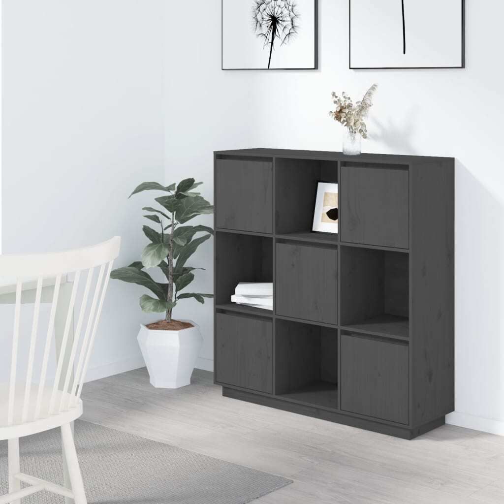 vidaXL Highboard Grau 110,5x35x117 cm Massivholz Kiefer