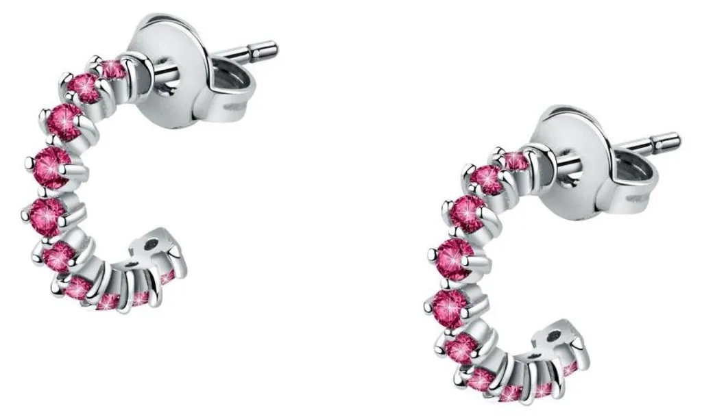Boucles d'oreilles en acier inoxydable fuchsia avec cristaux brillants