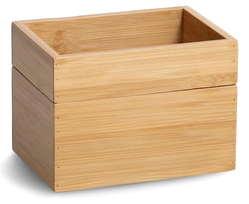 2 Boîtes en Bambou Empilables - Rangement Naturel 17x12cm Bureau