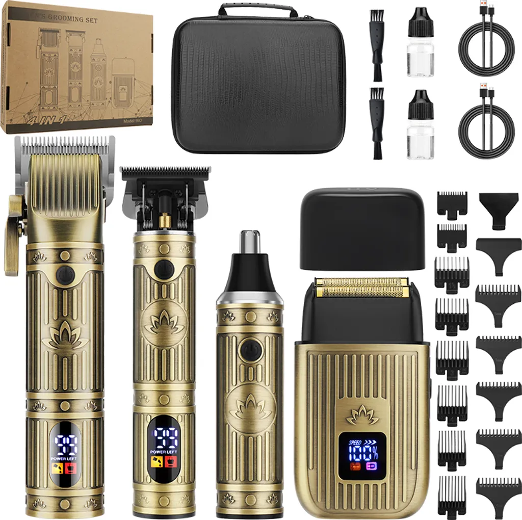 INF Kit professionale 4 in 1 per la cura della persona da uomo - Edizione oro