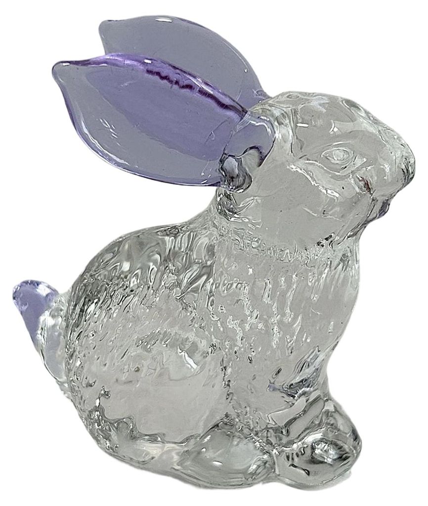 Osterhasenfigur aus Kristallimitat, handgefertigt, aus klarem Glas, Miniatur-Tierskulptur, Tischdekoration für Schreibtisch oder Regal.