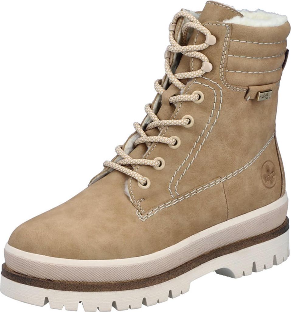 A single beige boot is shown against a white background.