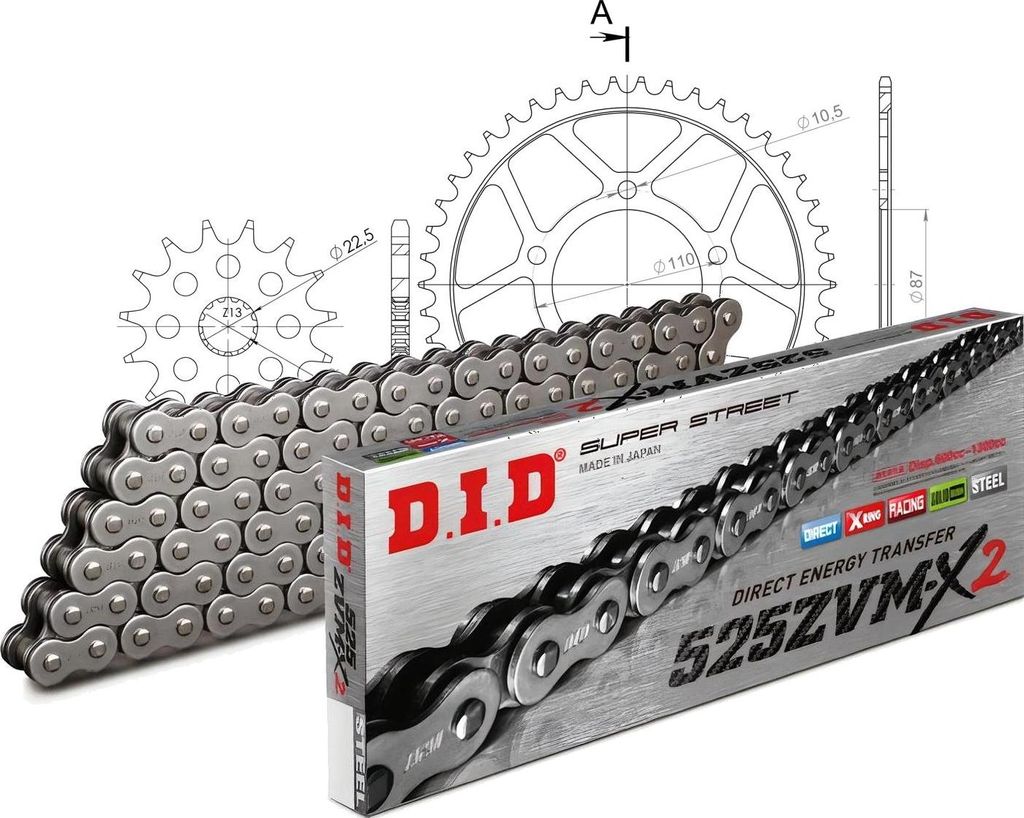 DID Kit Stahl SUZUKI GSF400 Bandit 93-97 14-46-114 DID525ZVM-X2 Niet